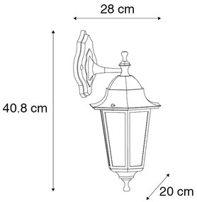 Klasszikus kültéri fali lámpa fekete IP44 - New Orleans down