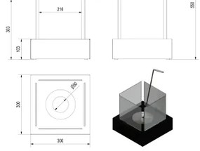 BIO kandalló TANGO3 30,3x30 cm, 1 kW, fehér, TANGO3/BIALY/TUV