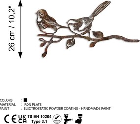 Bird fém kerti dísztárgy, barna, 50×26 cm