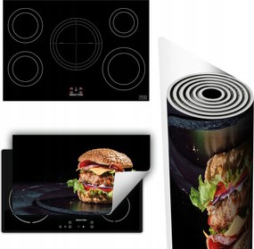 Vinil Tűzhelyvédő Szőnyeg Asztallap 90x52 fekete hamburger