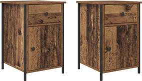 vidaXL Éjjeliszekrény fiókkal 2 pcs Öreg fa 40 x 42 x 60 cm Faanyag