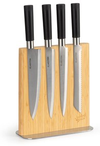 Késtartó, egyenes, mágneses, 8 - 12 kés részére, bambusz, rozsdamentes acél