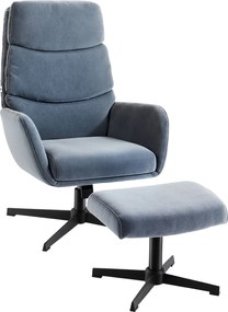 HOMCOM Relax hintafotel lábtartóval, magas háttámlás hintázó pihenőfotel lenvászon hatású kárpittal és fém vázzal, kiegészítő fotel nappalihoz és háló