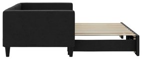 fekete kihúzható szövet heverő 90 x 190 cm