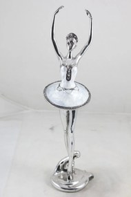 Figura Balerina Műanyag Ezüst, Gyöngyház 37x9x9cm