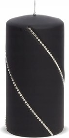 Gyertya Fekete Kövekkel Henger 14x7cm Díszített