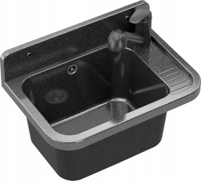 Gazdasági Mosogató fekete Nagy Mély garázs Munkakamra Csaptelep