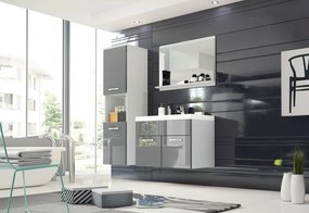 BOTTON fürdőszoba összeállítás mosdóval, fehér/magasfényű szürke