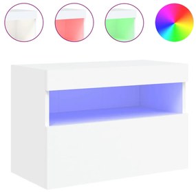 fehér falra szerelhető TV-szekrény LED-lámpákkal 60x30x40 cm