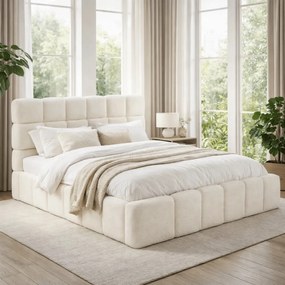 Franciaágy Krém Boucle szövet kárpittal. 160x200 MURCJA