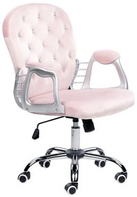 Rózsaszín bársony irodai szék kristályokkal PRINCESS Beliani