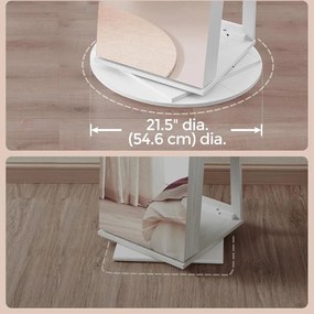 CHANTAL ékszertartós álló tükör, 54,5×54,5×162 cm, fehér SongmicsHome