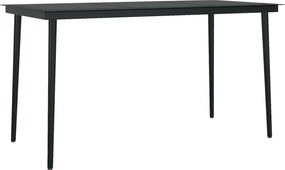 vidaXL fekete acél és üveg kerti étkezőasztal 140 x 70 x 74 cm