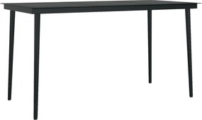 vidaXL fekete acél és üveg kerti étkezőasztal 140 x 70 x 74 cm