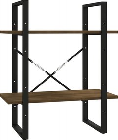 vidaXL 2-szintes barna tölgyszínű szerelt fa könyvszekrény 60x30x70 cm