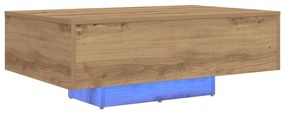 LED világítással ellátott dohányzóasztal, Artisan tölgy 85x55x31 cm