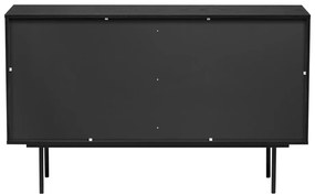 Fekete-natúr színű alacsony komód tölgyfa dekorral 140x84 cm Stripe – Woodman