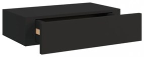 2 db fekete MDF falra szerelhető fiókos polc 40 x 23,5 x 10 cm