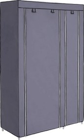 Szövet ruhásszekrény, mobil szekrény ruhasínnel, 110x45x175 cm, szürke