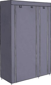 Szövet ruhásszekrény, mobil szekrény ruhasínnel, 110x45x175 cm, szürke
