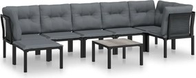 vidaXL 8 részes fekete-szürke polyrattan kerti társalgógarnitúra