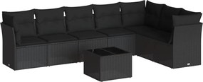 vidaXL 8 részes fekete polyrattan kerti ülőgarnitúra párnákkal