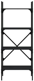 4 szintes fekete szerelt fa könyvespolc 56 x 31,5 x 138,5 cm