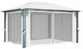 krémszínű alumíniumpavilon függönnyel/LED fényfüzérrel 4 x 3 m