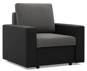 Panama fotel, bársony + műbőr, szürke - fekete