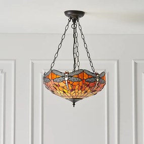Endon klasszikus tiffany függeszték dragonfly flame sötétbarna sokszínű end64076