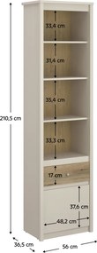 Nyitott polcos szekrény, kasmír/evoke tölgy, KAROS 1D1S