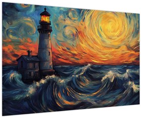 Kép - Világítótorony a hullámokban (90x60 cm)