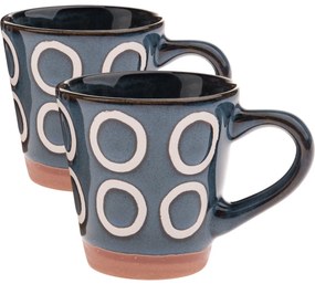 2 db kerámia bögre szett Gyűrűk 100 ml, sötétkék