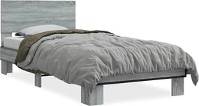 vidaXL sonoma tölgyszínű szerelt fa és fém ágykeret 75 x 190 cm