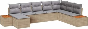 vidaXL Kerti Kanapé Szett párnával 8 pcs Bézs Poli rattan