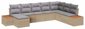 vidaXL Kerti Kanapé Szett párnával 8 pcs Bézs Poli rattan