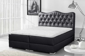 Sultán luxus kontinentális ágy, fekete ökobőr, 200 x 200 + ingyenes topper