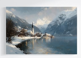 Canvas Vászonkép Tél Ausztria Hallstatt Város Tó 60x40
