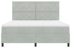Boxspring Ágy Mattal Világosszürke Szuper Király Bársony