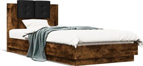 vidaXL füstös tölgy színű szerelt fa ágykeret fejtámlával 100 x 200 cm
