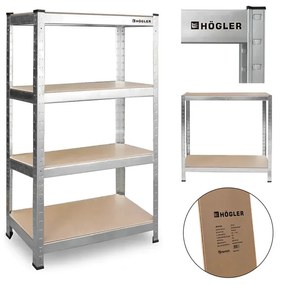 4 polcos Raktári állvány, salgópolc, 174 x 80 x 40 cm, 150 Kg/polc teherbírással