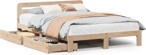 vidaXL tömör fenyőfa ágy matrac nélkül 135 x 190 cm