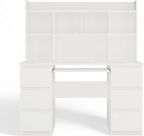 KUBA íróasztal 130x51x146 cm, felső polccal, fehér