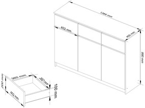 Komód Kuwait 3D 3D (sonoma tölgy + fehér). 1117147