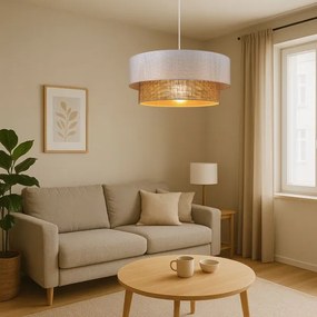 BORHO zsinóros függőlámpa 1xE27/60W/230V fehér/juta