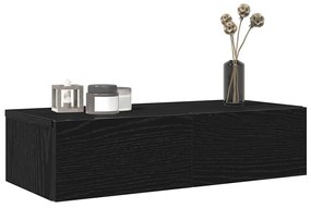 Falipolc fiókokkal fekete 60x26,5x15 cm műszaki fa