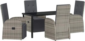 vidaXL Kert étkező szett párnával 5 pcs Szürke polirattan