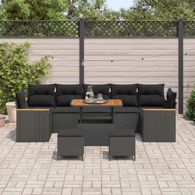 Kerti Kanapé Szett 10 pcs Fekete 90 x 55 x 71 cm Poli rattan