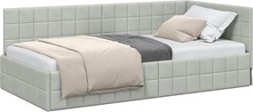 vidaXL Sarokágy keret fejtámlával Világosszürke 90 cm x 200 cm Bársony