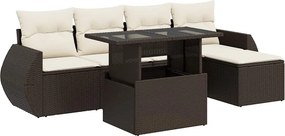 vidaXL 6 részes barna polyrattan kerti ülőgarnitúra párnával